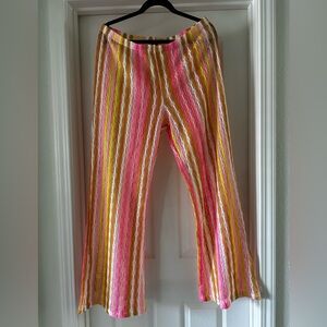 New w/Tags Wild Fable Pink & Yellow Crochet Wide Leg Flare Pants Swim Cover Up